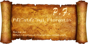 Pöstényi Florentin névjegykártya